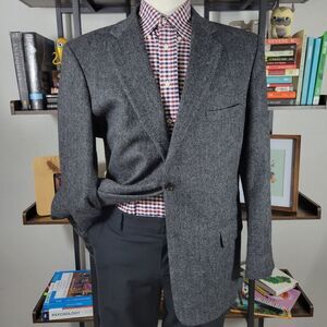 Barrington Men's Sport Coat Blazer Two Button Herringbone Tweed‎ Wool Size 44R